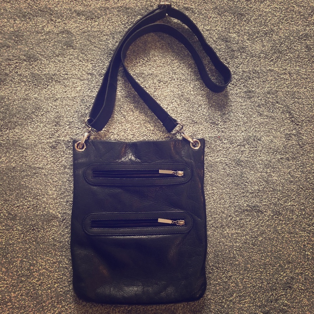 Margot Black Leather Crossbody Bag